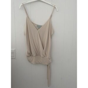 Veronica M Neutral Draped Wrap Style Camisole Side Tie Top Size XS